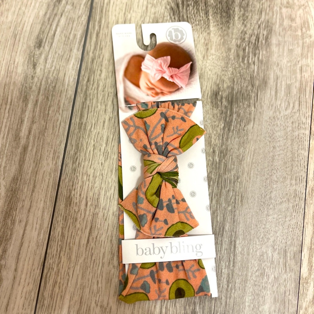 Baby Bling Avocado knot bow  NWT